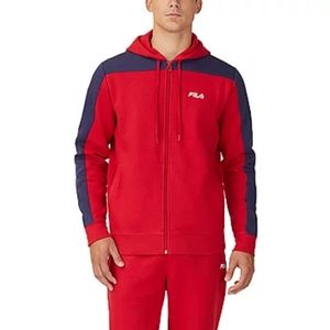 Men's FILA Full Zip Hoody, Red/Blue